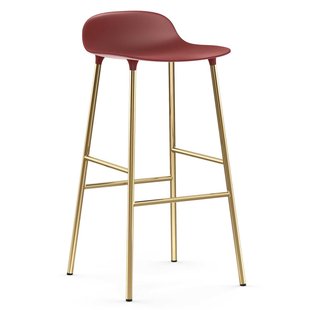 Normann Copenhagen Form Barstool Barkruk 75cm Met Messing Onderstel Rood