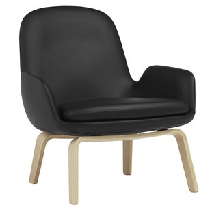 Normann Copenhagen Era Low Fauteuil Met Eiken Onderstel Ultra Leder Black