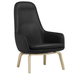 Normann Copenhagen Era High Fauteuil Eiken Onderstel Ultra Leder Black