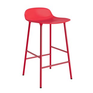 Normann Copenhagen Form Barstool Barkruk 65 Cm Met Stalen Onderstel Felrood