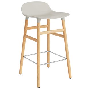 Normann Copenhagen Form Barstool Barkruk 65cm Met Eiken Onderstel Licht Grijs