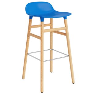 Normann Copenhagen Form Barstool Barkruk 75cm Met Eiken Onderstel Felblauw