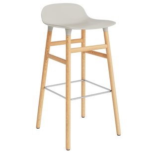 Normann Copenhagen Form Barstool Barkruk 75cm Met Eiken Onderstel Licht Grijs
