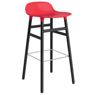 Normann Copenhagen Form Barstool Barkruk 75cm Met Zwart Onderstel Felrood