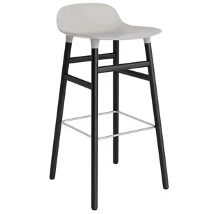 Normann Copenhagen Form Barstool Barkruk 75cm Met Zwart Onderstel Warm Grijs