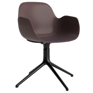 Normann Copenhagen Form Armchair Swivel Stoel Met Zwart Onderstel Bruin