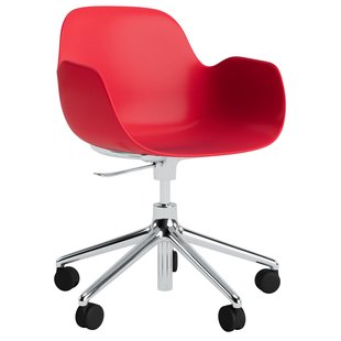 Normann Copenhagen Form Armchair Bureaustoel Met Aluminium Onderstel Felrood