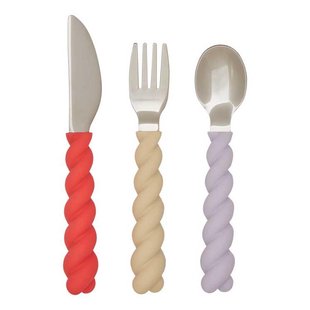 OYOY Mellow Bestek Set Van 3 Lavender Vanilla Cherry Red