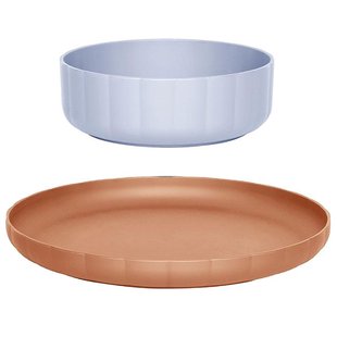 OYOY Pullo Bord&Oslash;20 En Schaal &Oslash;14 Serviesset Van 2 Caramel/Ice Blue