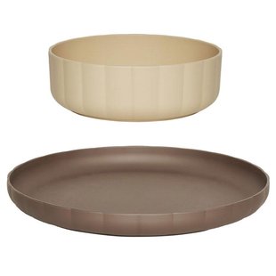 OYOY Pullo Bord&Oslash;20 En Schaal &Oslash;14 Serviesset Van 2 Taupe/Vanilla