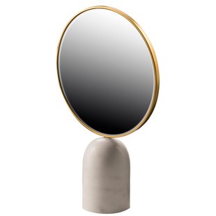 POLSPOTTEN Mirror Round Marble White Tafelspiegel