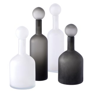 POLSPOTTEN Bubbles&amp;Bottles Karaf Set Van 4 Black/white