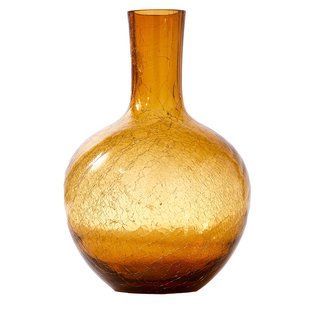 POLSPOTTEN Crackled Glass Ball Body Vaas S Geel