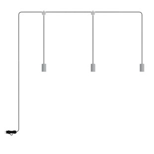 Creative Cables Eiva E-snake - draagbare lichtslinger -  2,7 meter totale lengte - 3 x Eiva 3-way E27 fitting met siliconen kabelhouder - IP65 - gletsjer grijs