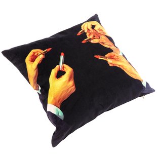 Seletti Toiletpaper Kussen 50x50 Black Lipsticks
