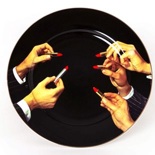 Seletti Toiletpaper Dinerbord&Oslash;27 Porselein Lipsticks Black