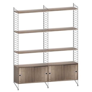 String Furniture Hoge Kast Medium Zwart/walnoot