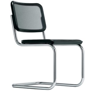 Thonet S32 N Stoel Netwave Zwart Gebeitst Chroom Onderstel