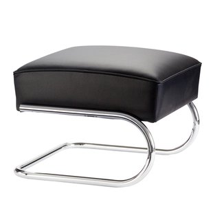 Thonet S411 H Hocker Leer Nero Chroom Onderstel