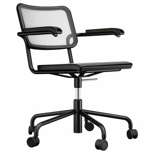 Thonet S64 NDR Bureaustoel Netweave Zwart Zwart Onderstel