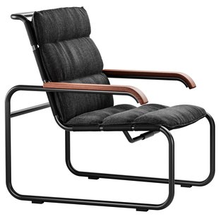 Thonet S35 N All Seasons Fauteuil Zwart Met Kussen Antraciet