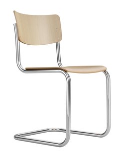 Thonet S43 Eetkamerstoel Beuken Naturel Chroom Onderstel