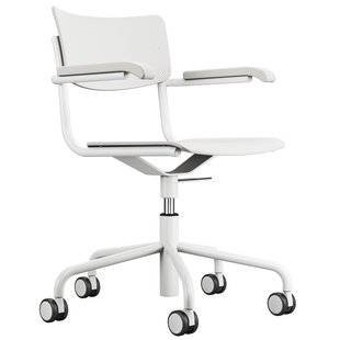 Thonet S43 Bureaustoel Wit Met Chroom Onderstel