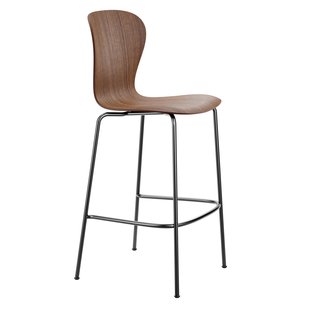 Thonet S220 H Barkruk H78 Zwart Onderstel Walnoot
