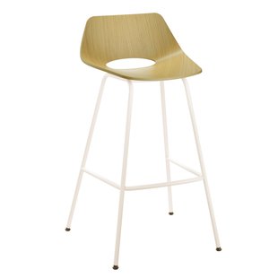 Thonet S661 H Barkruk H75 Wit Onderstel Eiken