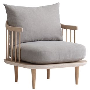 &amp;tradition Fly SC10 Fauteuil Lichtgrijs,onderstel Wit Eiken