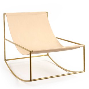 Valerie Objects Rocking Chair Schommelstoel Leer Onderstel Messing Valerie Objects Rocking Chair Schommelstoel Leer Onderstel Messing
