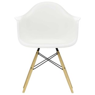 Vitra Eames DAW Stoel Geelachtig Esdoorn Onderstel White Vitra Eames DAW Stoel Geelachtig Esdoorn Onderstel White