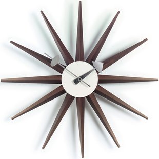 Vitra Sunburst Clock Klok&Oslash;47 Walnoot
