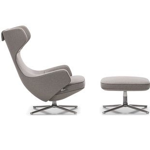 Vitra Grand Repos Loungestoel Met Ottoman Cosy Kiezelgrijs