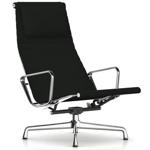 Vitra EA 124 Loungestoel Hopsak Nero Onderstel Verchroomd