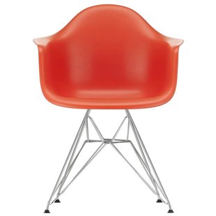 Vitra Eames DAR Stoel Verchroomd Onderstel Poppy Red