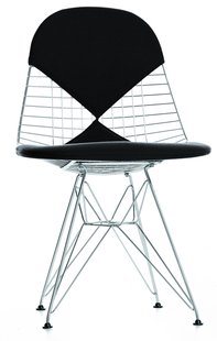 Vitra Eames Wire Chair DKR-2 Stoel Verchroomd Onderstel Zwart