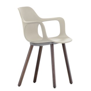 Vitra Hal Armchair Wood Stoel Donker Eiken Onderstel Warmgrey