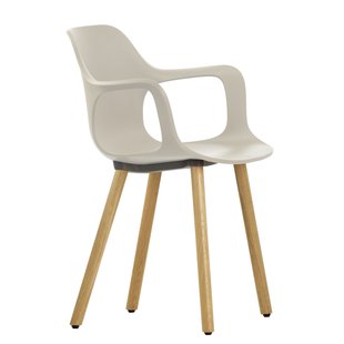 Vitra Hal Armchair Wood Stoel Naturel Eiken Onderstel Warmgrey