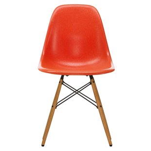 Vitra Eames DSW Fiberglass Stoel Geelachtig Esdoorn Red Orange