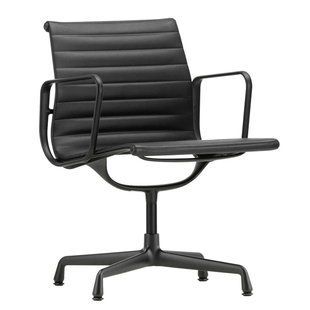 Vitra Aluminium Chair Black EA 108 Zwart Leer