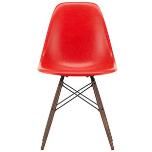 Vitra Eames DSW Fiberglass Stoel Esdoorn Donker Classic Red