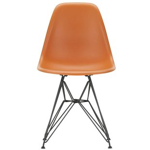 Vitra Eames DSR Stoel Zwart Gepoedercoat Onderstel Rusty Orange