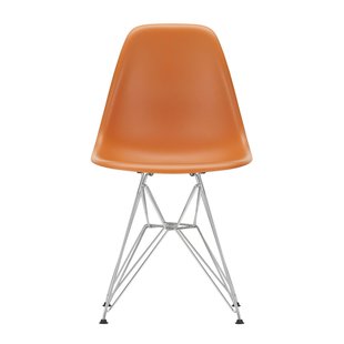 Vitra Eames DSR Stoel Verchroomd Onderstel Rusty Orange Vitra Eames DSR Stoel Verchroomd Onderstel Rusty Orange