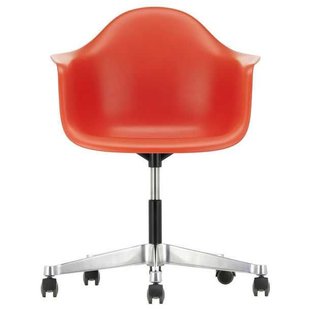 Vitra Eames PACC Stoel Draaibaar Met Wielen Poppy Red