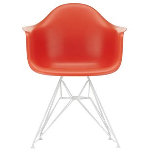 Vitra Eames DAR Stoel Wit Gepoedercoat Onderstel Poppy Red