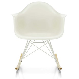 Vitra Eames RAR Schommelstoel Met Wit Gepoedercoat Onderstel Pebble Vitra Eames RAR Schommelstoel Met Wit Gepoedercoat Onderstel Pebble
