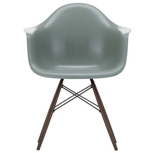 Vitra Eames DAW Fiberglass Stoel Donker Esdoorn Sea Foam Green