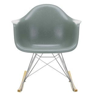 Vitra Eames RAR Fiberglass Schommelstoel Esdoorn Goud Sea Foam Green