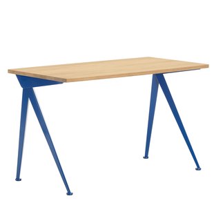 Vitra Compas Direction Bureau 125x60 Natural Oak Tabletop Prouv&eacute; Bleu Marcoule Base